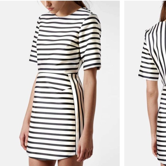 TopShop A-Line Striped Satin Dress Size 2 - Picture 3 of 8
